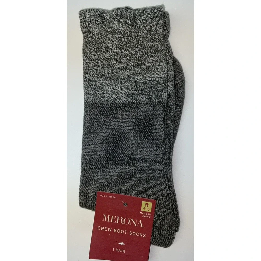 NWT 3 Pairs Merona Women Crew Boot Socks Various Patterns Black Gray Tan Sz 4-10